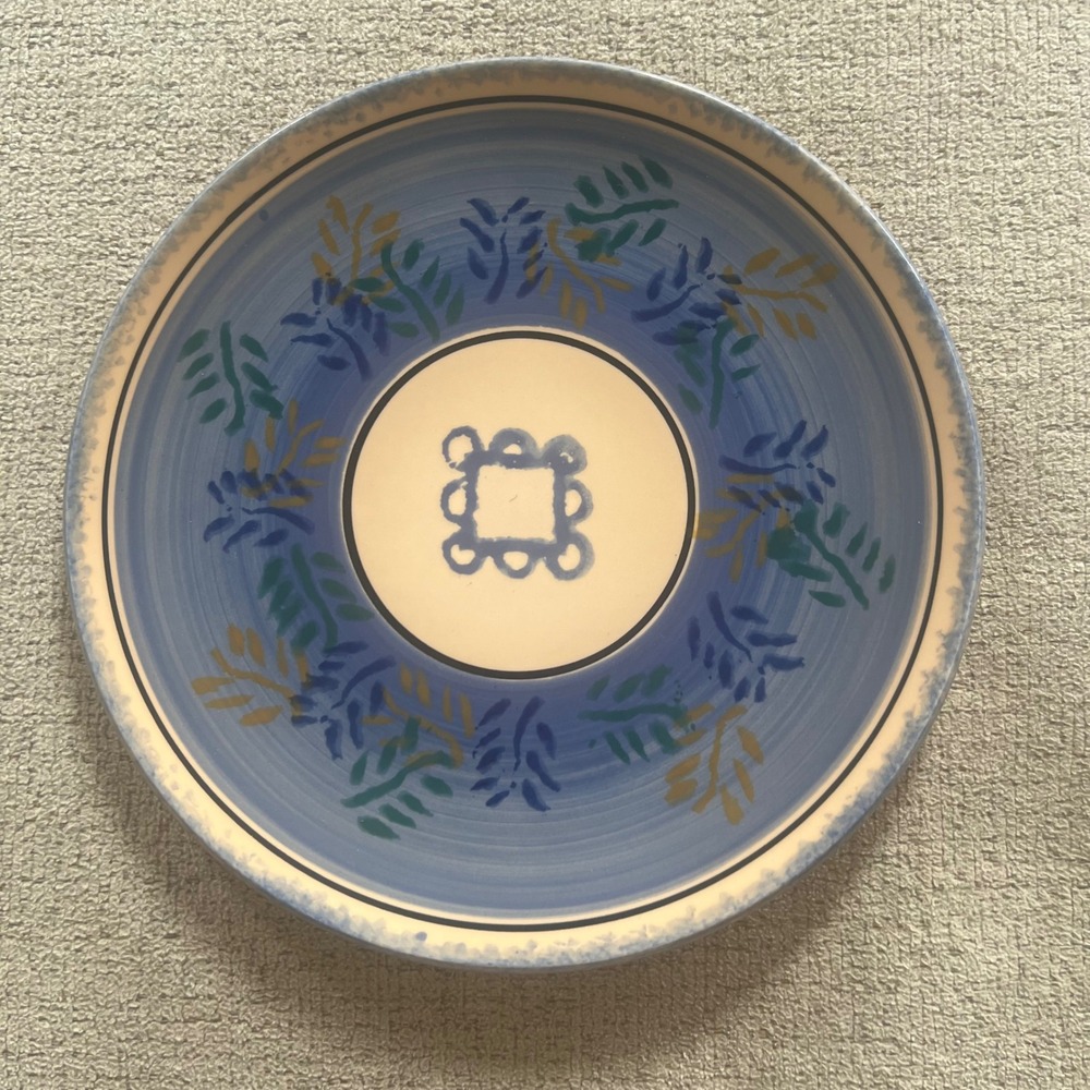 Luneville Peint Main France Hand Painted Blue Ceramic Salad Plate 8.5in‎